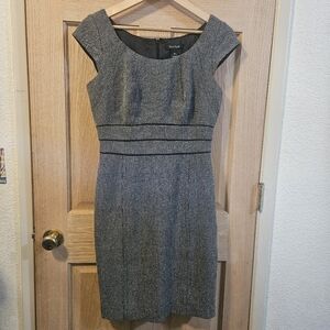 Size 10 WHBM Women's Grey And Black Cap Sleeve Dress